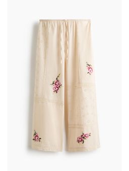 H&M - Women White Linen-Blend Pyjama Culottes