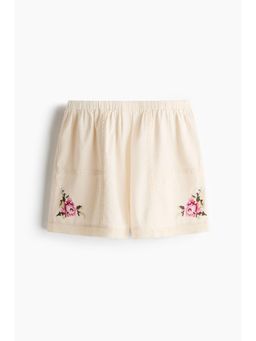 H&M - Women White Linen-Blend Pyjama Shorts