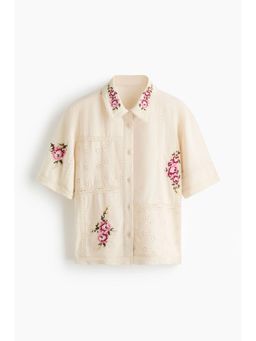 H&M - Women White Linen-Blend Pyjama Shirt