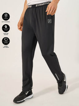 Styli - Black Solid Slim Fit Track Pant