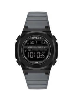 Sylvi - Unisex Grey Luxury Digital Dial Silicone Strap Casual Watch