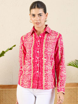 Uptownie - Red Printed Cotton Shirt