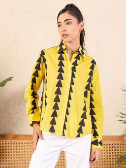Uptownie - Yellow Printed Cotton Shirt