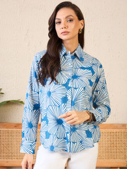 Uptownie - Blue Printed Cotton Shirt