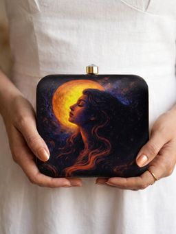 ARTKLIM - Celestial Moon Goddess Clutch Printed