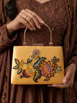 ARTKLIM - Printed Golden Multicolor Bag for Women with Detachable Strap