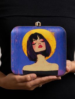 ARTKLIM - The Midnight Halo Muse Printed Clutch Bag for Women with Detachable Strap