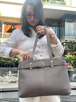 CrossKulture - Shoulder Tote Bag for Work and Shopping Grey