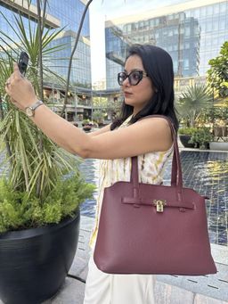 CrossKulture - Shoulder Tote Bag for Work and Shopping Maroon