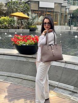 CrossKulture - Shoulder Tote Bag for Work and Shopping Taupe