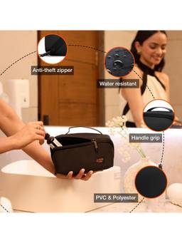 Nasher Miles - Dock Toiletry Kit 180Degree Opening Bag Travel Accessory For Men And Women (Black)