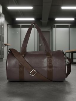 Sassora - Genuine Leather Gym And Travel With Adjustable Shoulder Strap Unisex Duffle Bag Brown (M)