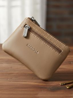 Sassora - Genuine Leather Compact Holder For Car, Bike And House Key Case For Women Beige (S)
