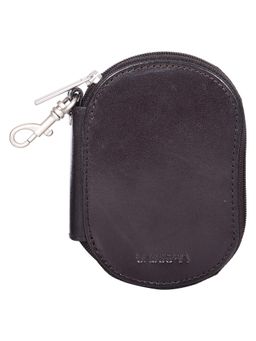 Sassora - Premium Genuine Leather Unisex Oval Shape Multi Key Pouch Brown (S)