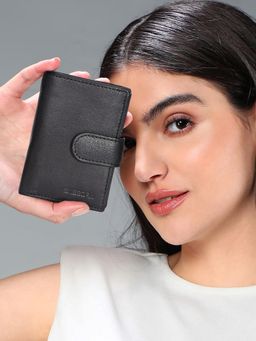 Sassora - Genuine Leather Rafid Protected Note Case With Card Mechanism For Unisex Black (M)