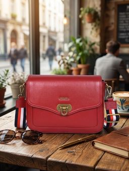 Sassora - Genuine Leather Designer Strap And Twist Lock Crossbody Sling Bag For Women (M)