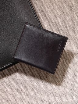 Sassora - Genuine Leather Rafid Blocking Bifold With Printed Pattern Wallet For Unisex Brown (S)