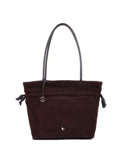 SILVIANO - Dark Chocolate Suede Drawstring Tote Bag