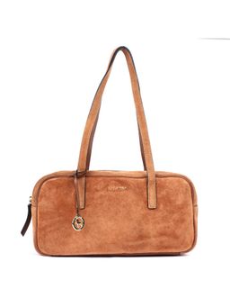 SILVIANO - Tan Suede East West Shoulder Bag (S)