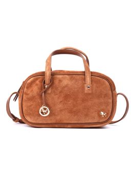 SILVIANO - Dark Chocolate Suede Compact Sling Bag (S)