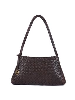 SILVIANO - Dark Chocolate Tan Woven Leather Shoulder Bag