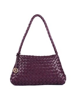 SILVIANO - Burgundy Woven Leather Shoulder Bag