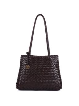 SILVIANO - Dark Chocolate Woven Leather Tote Bag