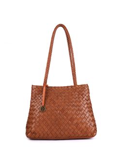 SILVIANO - Caramel Tan Woven Leather Tote Bag