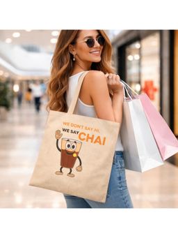 THE PURANI JEANS - Spacious Open Jhola Tote Bag Beige