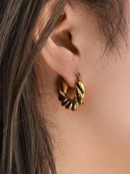Inaya Accessories - 18KT Gold Plated Twist Rope Earrings, Laura