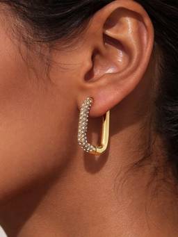 Inaya Accessories - 18KT Gold Plated Zircon Box Earrings, Maitri