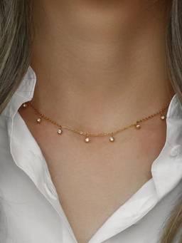 Inaya Accessories - 18KT Gold Plated Rhinestone Necklace, Nia