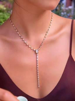 Inaya Accessories - 18K Gold Plated Minimalist Lariat Chain Necklace, Betty