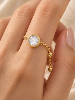 Inaya Accessories - 18K Gold Plated Chain Link Ring, Diva