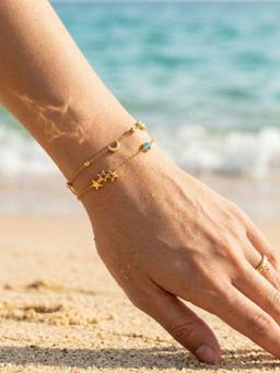 Inaya Accessories - 18K Gold Plated Celestial Layered Bracelet, Avni