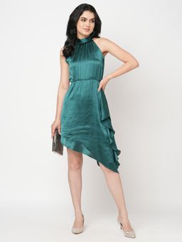 MISH - Asymmetrical Green Satin Dress