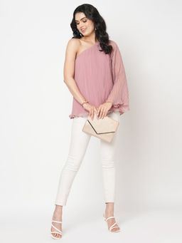 MISH - Pink Pleated One Shoulder Top