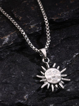 VIRAASI - Unisex Silver-Plated Sun Face Pendant