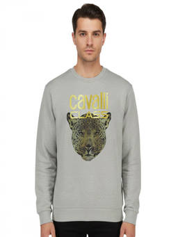Cavalli Class - Grey Print Logo Sweatshirt