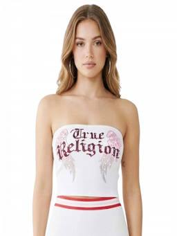 True Religion - White Embellished Logo Tube Top (XL)
