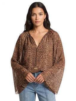Michael Kors - Brown Animal Print V Neck Top