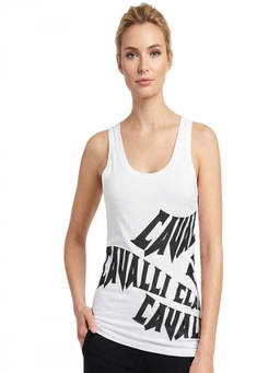 Cavalli Class - White Logo Print Tank Top