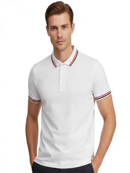 Cavalli Class - White Contrast Striped Logo Polo T-Shirt
