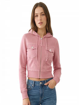 True Religion - Pink Logo Zipper Hoodie