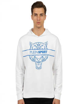 Plein Sport - White Printed Logo Hoodie