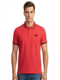Cavalli Class - Red Embroidered Logo Polo T-Shirt