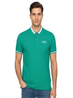 Cavalli Class - Green Printed Logo Polo T-Shirt