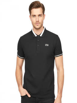 Cavalli Class - Black Printed Logo Polo T-Shirt