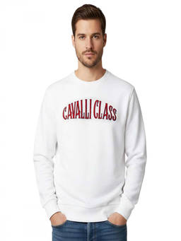 Cavalli Class - White Embroidered Logo Sweatshirt