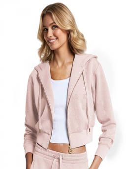 Michael Kors - Light Pink Logo Cropped Zip-Up Hoodie